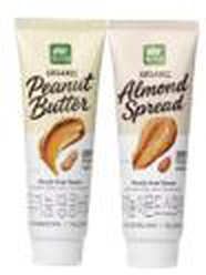 Organic peanut butter and almond spread squeeze tubes